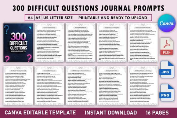 300 Difficult Questions Journal Prompts: A Strategic Tool for Deep Self-Reflection and Growth