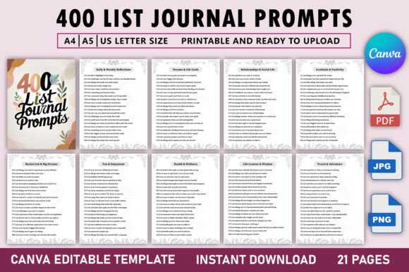 400 List Journal Prompts Bundle