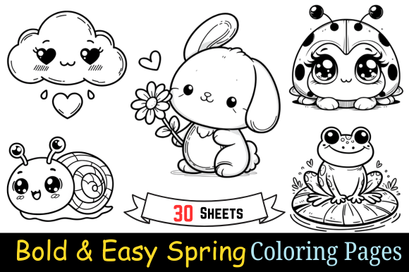 Bold Easy Spring Coloring Pages - KDP