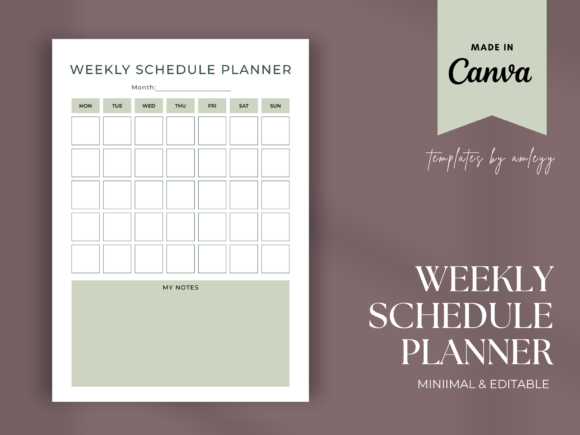 Minimalist Weekly Schedule Planner: Stay Organized with a Versatile Canva Template